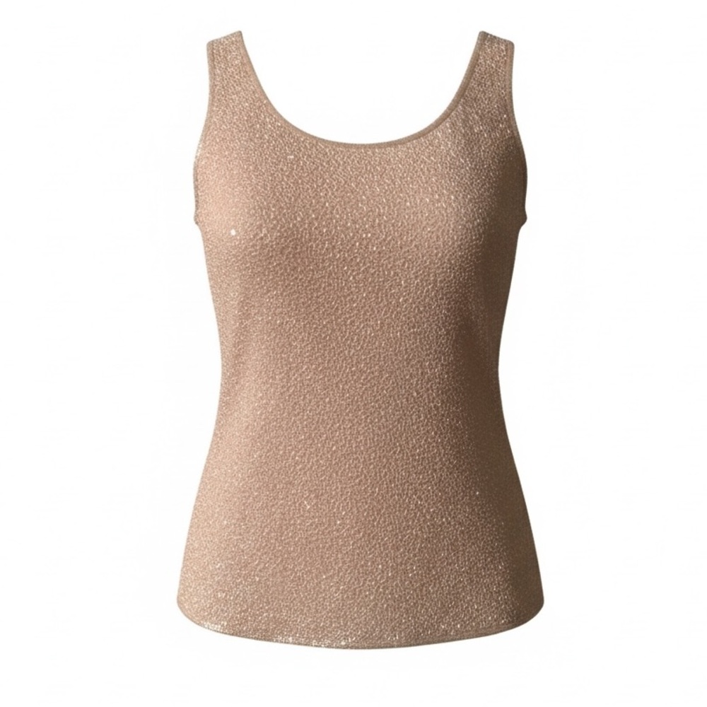 NITELINE DELLA ROUFAGALI Silk Beaded Top Vintage Champagne Sequin Formal Medium
